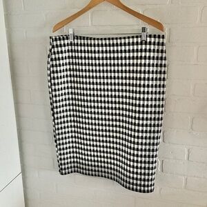 Jules&Leopold Midi Skirt Check Ginham Black White Stretch Academia Size XL
